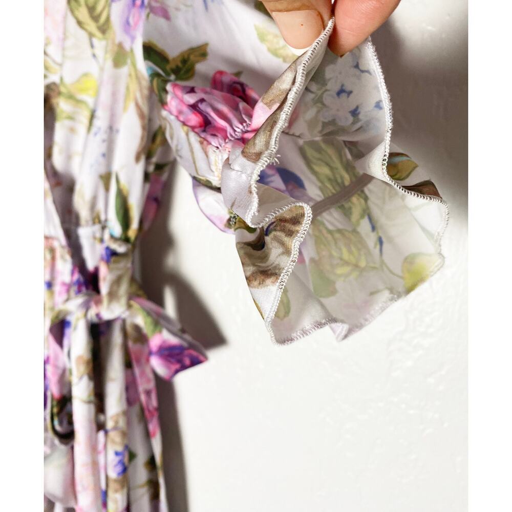 Women's Beach Riot x‎ V. Chapman Lotus Wrap Dress Floral Mini Asymmetrical Lace - Picture 7 of 13
